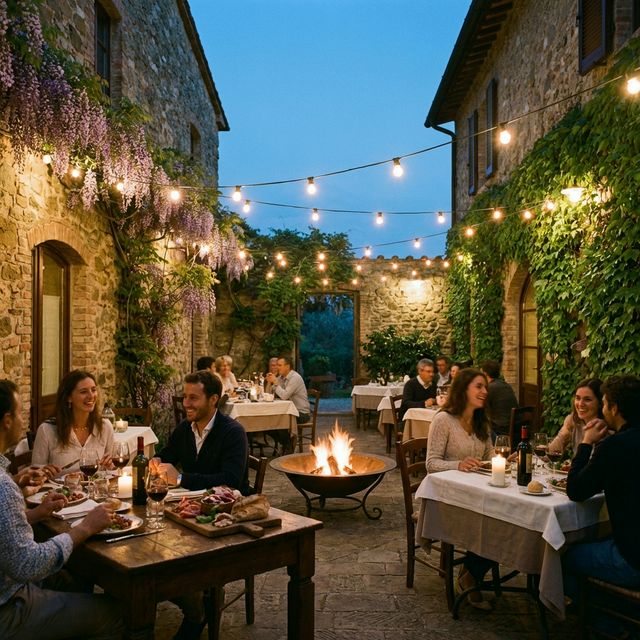 Terrazza esterna al tramonto